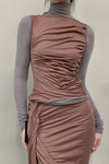 Un Morceau cashmere and silk fake two-piece pleated top AW22 UM222SZ09 grey